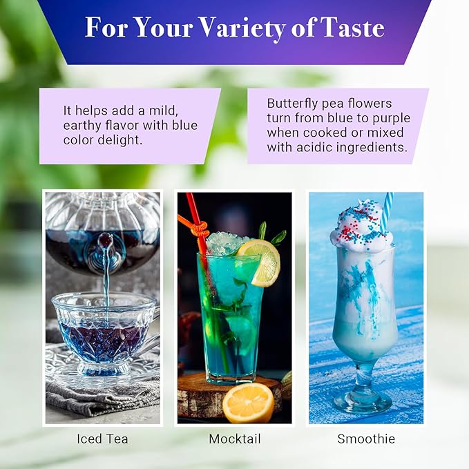Butterfly Pea Flower Dried 1 LB (1000+ Cups) | Blue Butterfly Pea Flower Tea | Beautiful Blue Or Purple Food Coloring | Premium Quality | By Yogi's Giftยฎ