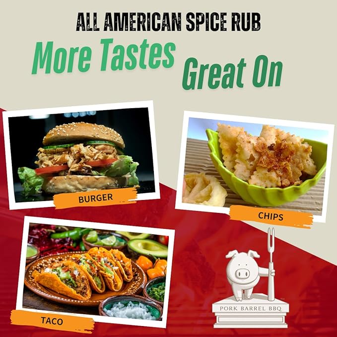 Pork Barrel BBQ All American Spice Rub, All Purpose BBQ Rub - Keto, No MSG, Zero Calorie, Gluten-Free and Sugar-Free, 3.8 oz