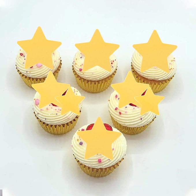 60 Pack Edible Star Cupcake Topper Twinkle Little Star Cupcake Picks Water Paper Little Star Theme Cupcake Decorations for Wedding Engagement Bridal Shower Birthday Party Supplies Yellow