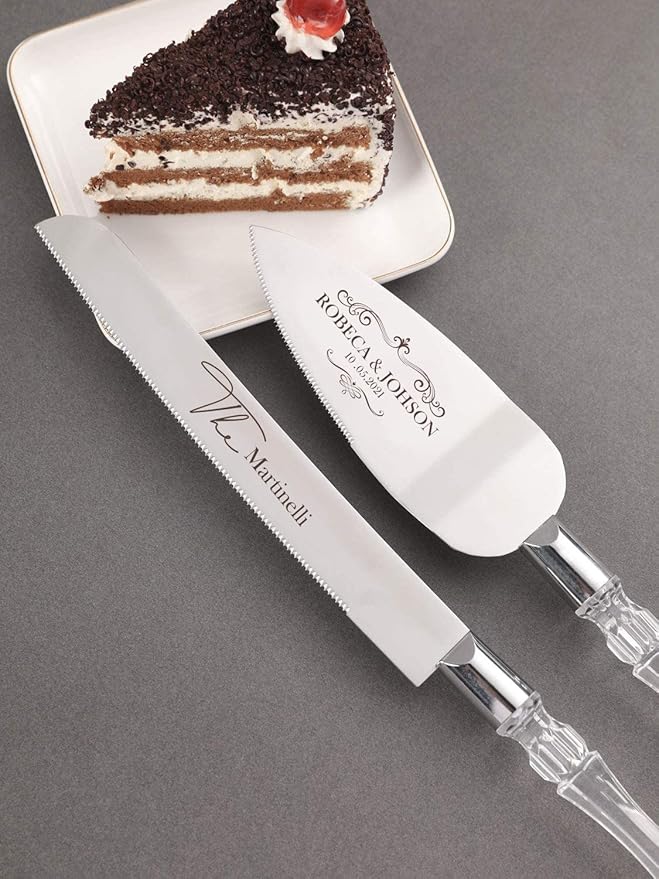 AW BRIDAL Personalized Cake Cutting Set for Wedding, Silver Wedding Cake Knife Dessert Cutter Gift for Wedding, Bridal Party Showers//DK2201CPP24//