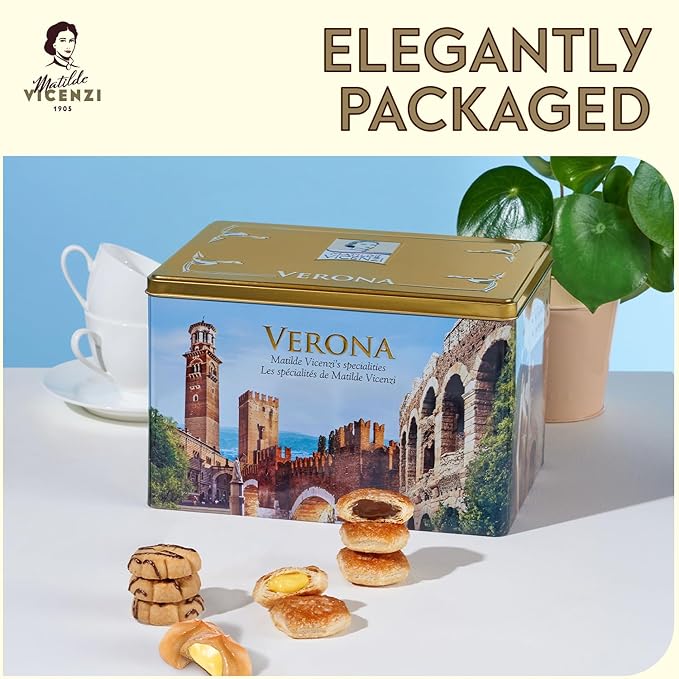 Matilde Vicenzi Verona Gift Tin - Assortment of Italian Pastries and Cookies for Gifting - 32oz (907g)