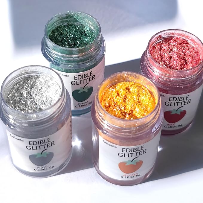 Black Edible Glimmer Powder Glitter - Colaele 5 grams Food-Grade Luster Dust Metallic Fancy Food Decorating Sprinkle Glimmery Brew Dust for Cake Decorations Drinks Wine Beverage Candy Dessert, Vegan