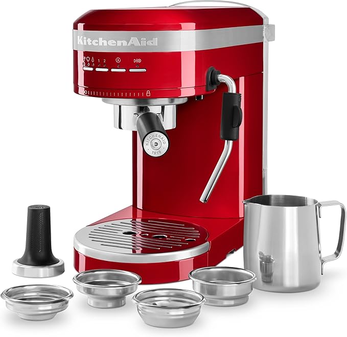 KitchenAid Metal Semi-Automatic Espresso Machine - KES6503, Empire Red, 1.4 Liters