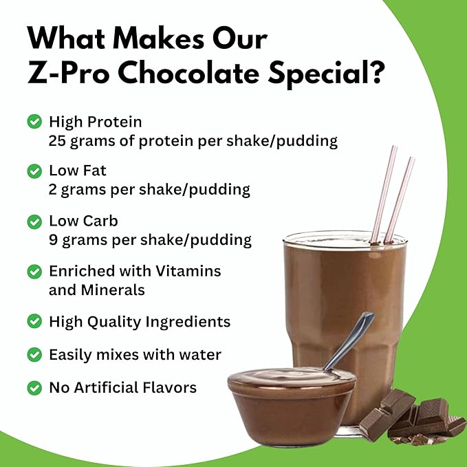 Z-Pro25 Protein Powder, 23.7 oz ??25g Casein & Whey Blend ??Low-Carb, High-Protein Meal Replacement Shake ??Muscle Recovery & Weight Management - 21 Vitamins & Minerals ??Chocolate