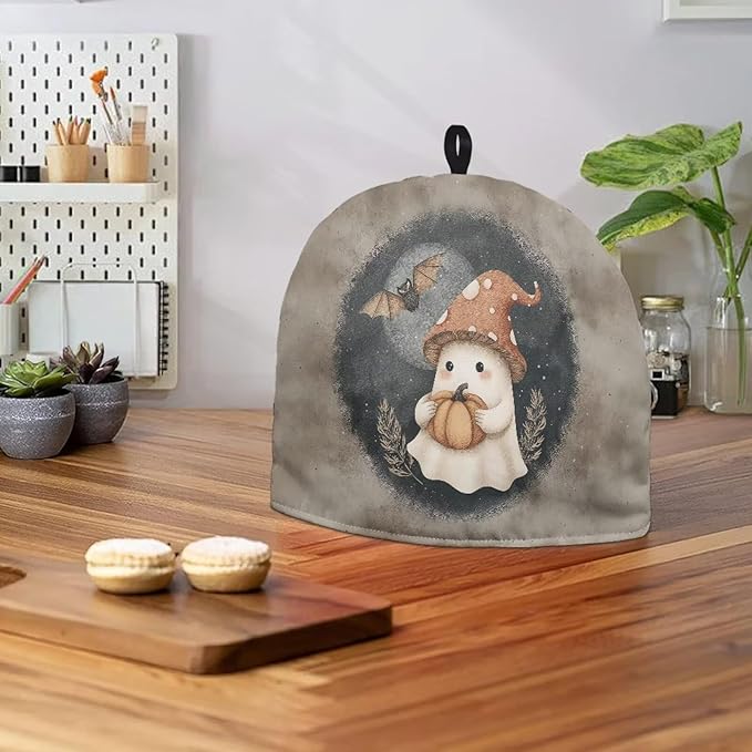 Halloween Cute Ghost Bat Print Tea Cozy for Teapot,Tea Cosy with Handle Hanging Teapot Dust Novelty Kitchen Kettle Dust Cover Tea Pot Cover for Home Decoration
