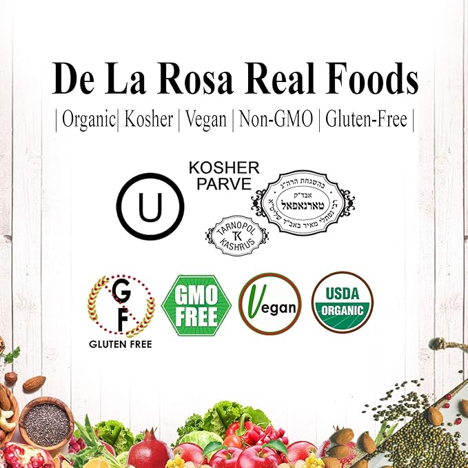 De La Rosa Raspberry Vinegar Organic, Raw & Unfiltered Pure Vinegar, Vegan, Gluten Free & Kosher, Raspberry Vinaigrette Salad Dressing & Marinades, Raspberry Vinaigrette 16.9 Oz (Pack of 2)