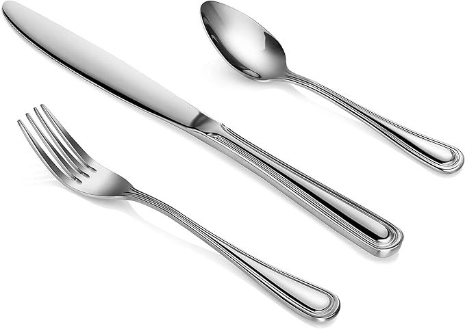New Star Foodservice 58864 Slimline Pattern, 18/0 Stainless Steel, 36-Piece Flatware Set