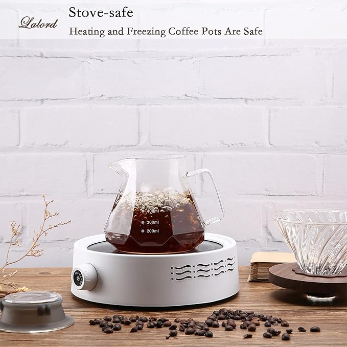 Pour Over Coffee Maker, 20 oz Borosilicate Glass Carafe with 100 pcs V60 Paper Filter by Gsform, Walnut Handle & Glass Lid, Drip Coffee Maker for Home Caf챕 Restaurant Camping, 600 ml, Clear