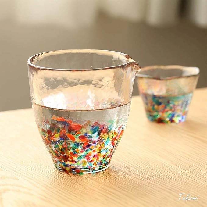 Japanese Handcrafted Sake Cups – Exquisite Artisan Glassware for Cold Sake & Shochu, Elegant Drinkware for Any Occasion, Made in Japan (Nebuta Sake Carafe, Carafe 8.4 fl oz - 250ml)