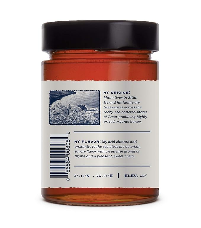 Thyme Honey by Ancient Foods - Organic Honey Raw Unfiltered Authentic Greek Honey from Greece | Organic Thyme Honey | Real Honey from Crete, Greece | 454g (Irini)