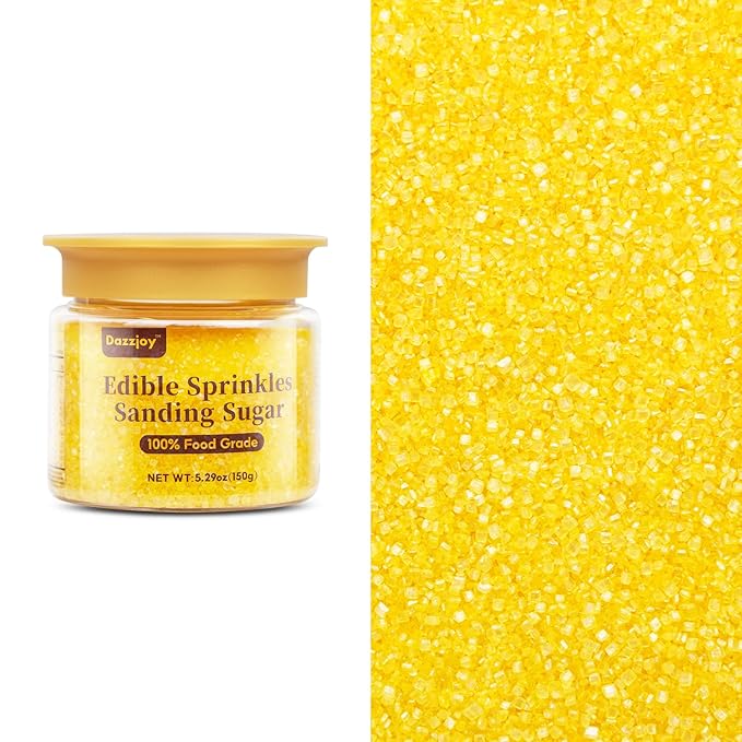 Yellow Sanding Sugar Sprinkles, Food Grade 150g, Edible Sprinkles for cupcake decorating, Cake Toppers, Sprinkles Decoration, Ice Cream, Wedding Party Valentines Halloween Christmas Supplies
