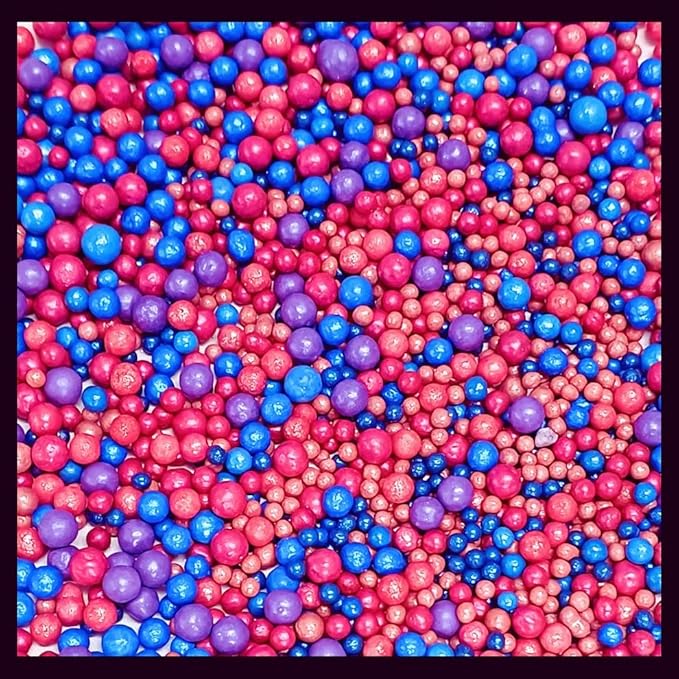 Confect Love Disco Balls Sprinkle Mix ??Pink, Blue & Purple Pearl Candy Balls for Cake Decorating, Cupcakes, Cookies & Desserts ??Edible Sprinkles Topping | Vegan, Gluten-Free, Nut-Free, Soy-Free, Dairy-Free, Palm Oil-Free- 4.2 Oz