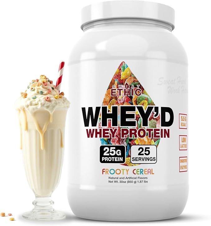 Whey'd Protein Powder, 25 G Whey Protein Blend with Concentrate, Isolate & Hydrolysate, Low Lactose & Digestive Enzymes for Easy Mixing & Smooth Texture, Frooty Cereal Flavor, 25 Servings