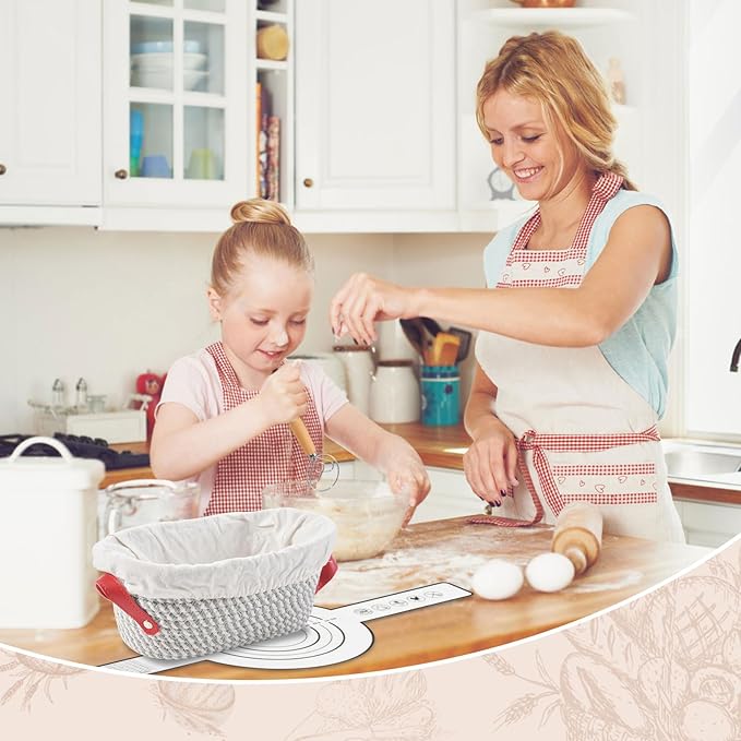 Sourdough Starter Kit, Sourdough Bread Baking Supplies with with 40oz Jar, 10" & 11" Cotton Banneton Proofing Baskets Set - Artisan Bread Tools, Silicone Sling for Homemade Sourdough Baking