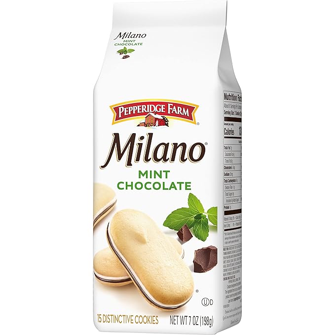 Pepperidge Farm Milano Mint Chocolate Cookies, 7 OZ Bag (15 Cookies)