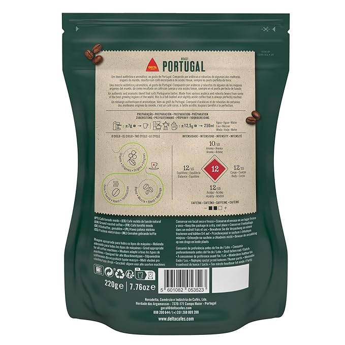 Delta Cafés Portugal Ground Coffee, Smooth and Delicious Medium Roast Coffee, Espresso Machine Compatible, Universal Grinding 7.76 Ounces (Pack of 3)