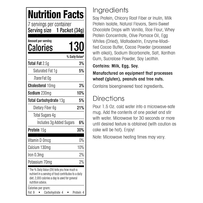 WonderSlim Protein Mug Cake, Chocolate Caramel, 6g Fiber, Low Sugar, Gluten Free (7ct)