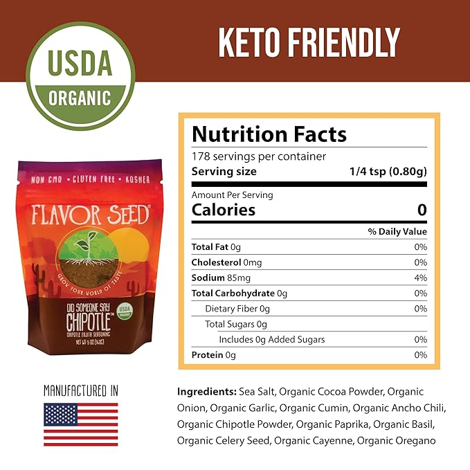 Flavor Seed Organic Fajita Seasoning, Did Someone Say Chipotle (Resealable Pouch)
