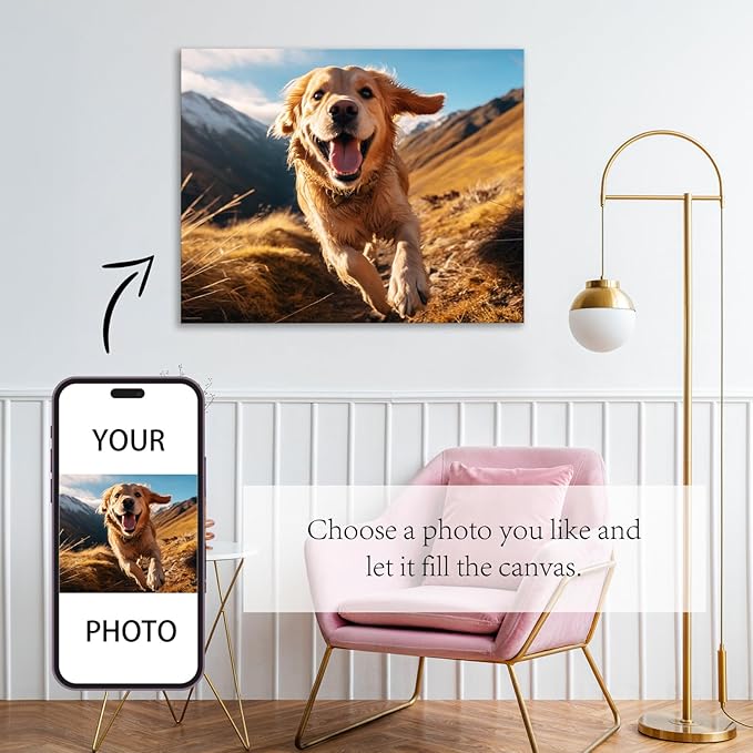 LADYPAW Ship Next Day Custom Canvas Prints with Your Photos (Framed 28x40) Personalized Photo Canvas Print Wall Art Customized Picture Gifts for Family/Pet/Wedding/Baby/Dog Home Decor & Keepsake