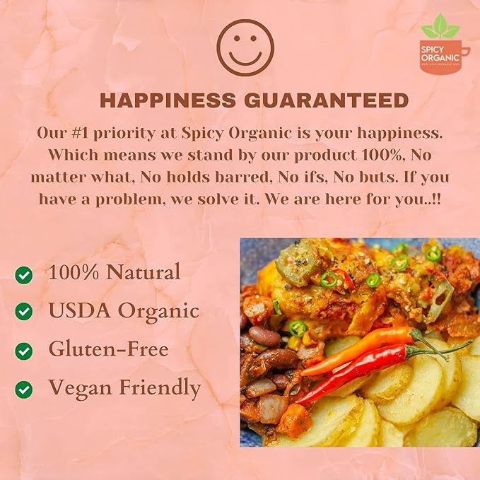 SPICY ORGANIC Crushed Red chili Flakes - 100% Pure USDA Certified - Non-GMO, Gluten-Free-Comes in a Resealable Pack?“Pungent and Spicy Flavor-16OZ (454 grams)