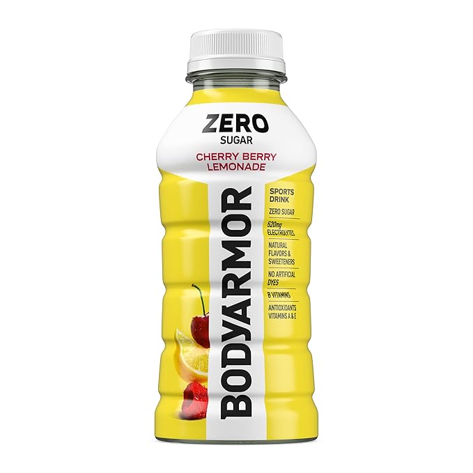 BODYARMOR ZERO Sugar Cherry Berry Lemonade, Sugar Free Sports Drink - Low-Calorie Hydration - Natural Flavors with Potassium Packed Electrolytes, Antioxidants, and B-vitamins,12 fl oz (pack of 8)