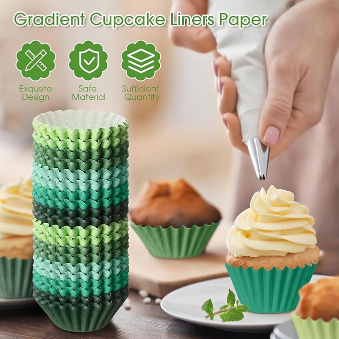 Zonon 1000 Counts Cupcake Liners for Baking Liners Paper Cupcake Wrappers Bulk Cup Cake Cases Muffin Baking Paper Cups for Candy Cooking(Green,1.18 Inch-Mini Size)