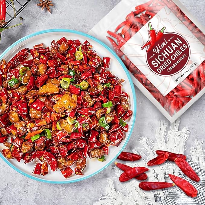 Yimi Dried Chili Peppers 3 Pack Bundle - Arbol, Guajillo, Sichuan Spicy Hot Chiles, Super Pack of Dry Whole Pepper Chiles, for Mexican Asian Dish (18oz Total), Ideal for Gift