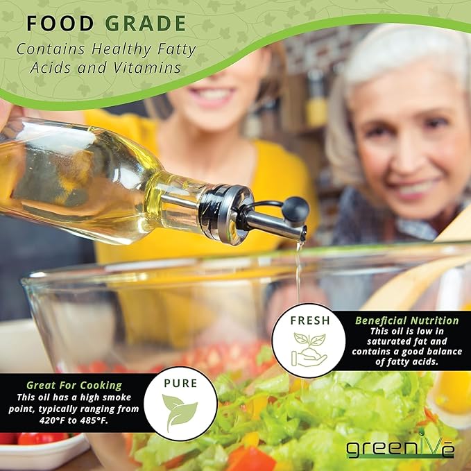 GreenIVe Grapeseed Oil Organically Grown 100% Pure Cold Pressed Light Flavor High Tempurature Cooking (473 ml GLASS)