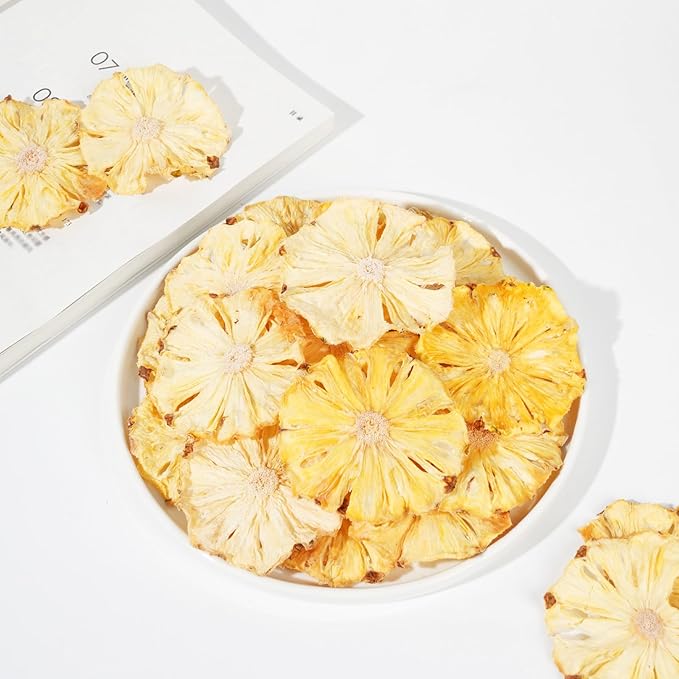 Dried Pineapple Slices, Dehydrated Pineapple Slices for Cocktails Garnish/Fruit Tea/Baking/Garland/Crafts, 100% Natural No Additives No Sugar Added (3OZ/85g)