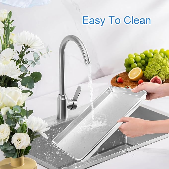 HARDURA Aluminum Baking Sheet Pan 18”L X 13”W X 1”H Cookie Sheet, 2Packs, Non Toxic & Easy Clean