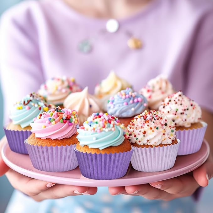 Whaline 600Pcs Purple Cupcake Liners Gradient Purple Baking Cups Cupcake Wrappers Muffin Liners for Celebration Gathering Wedding Bridal Shower Birthday Party Supplies Decor