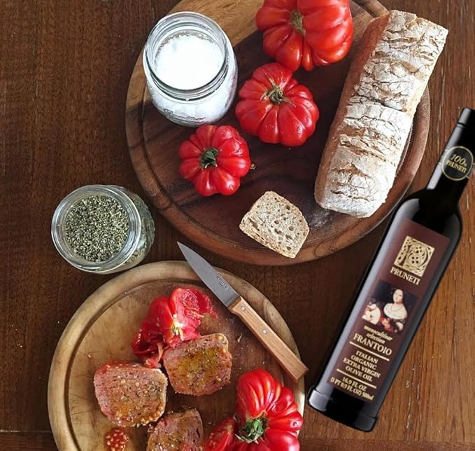 Pruneti - Frantoio Robust, Organic New 2024-2025 Early Harvest Italian Olive Oil Extra Virgin from Tuscany, Italy, Polyphenol Rich 500+ mg/kg, Gold Winner, First Cold Pressed, 16.9 fl oz