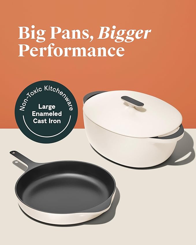 Caraway Cast Iron Skillet - 12” Enameled Cast Iron Pan With 3 Layer Enamel Coating - No Seasoning Required - Compatible With All Stovetops - Free From Forever Chemicals - Light Mist