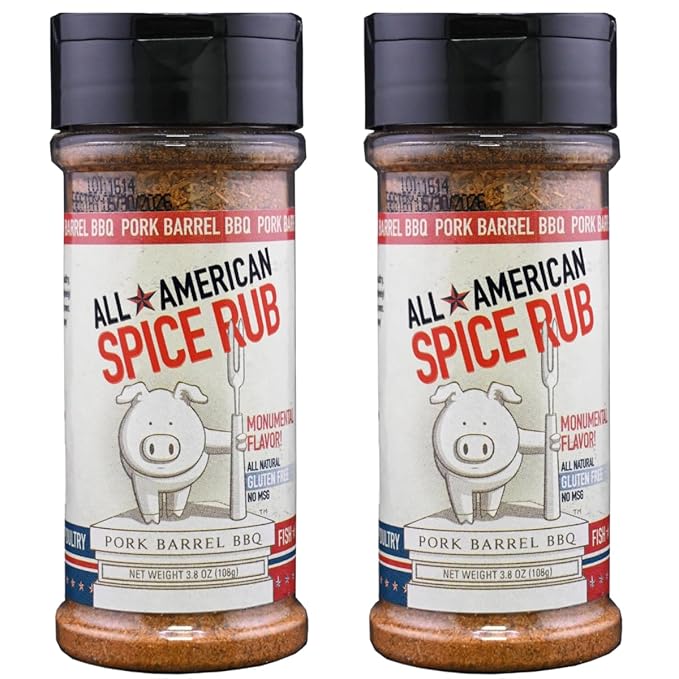 Pork Barrel BBQ All American Spice Rub, All Purpose BBQ Rub - Keto, No MSG, Zero Calorie, Gluten-Free and Sugar-Free, 3.8 oz - Pack of 2