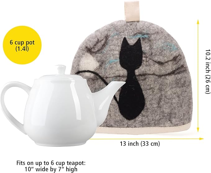 Glaciart One Wool Teapot Cozy Kettle Cover | Dome Shaped Large Tea Cosy, Kettle or French Press | Handmade & Needle Felted from Natural Wool | Warms Up to 2 Hours | Great as Gift