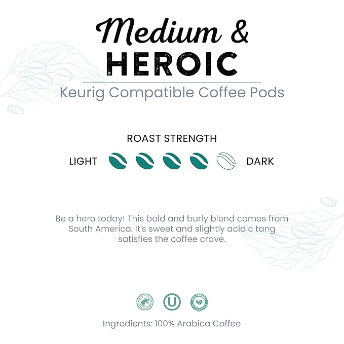 Tayst Coffee Pods, Medium & Heroic Medium Roast, K Cups Compatible with Keurig Coffee Maker, Sustainable Single Serve, Pack of 30