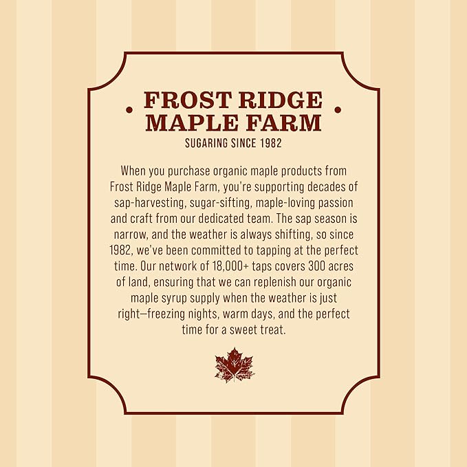 Frost Ridge Maple Farm, Organic Maple Syrup, Grade A, Gallon (128 FL Oz), Dark Robust (formerly Grade B)