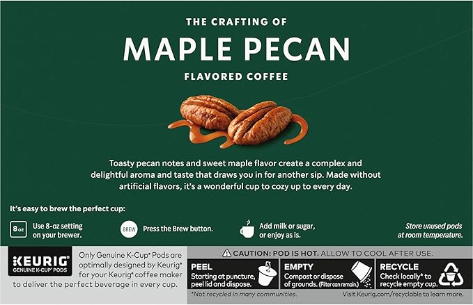Starbucks Coffee K-Cup Pods, Maple Pecan Flavored Coffee, Naturally Flavored, 100% Arabica, 6 Boxes (60 Pods Total)