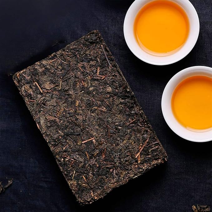 FullChea - 2022/2023 Fucha Tea Brick - Dark Tea Loose Leaf - Golden Flower Tea - Heicha From Hunan Anhua - Aids Digestion - 11.21oz / 318g