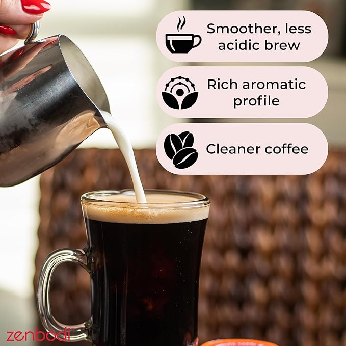 Zenbean Infrared Coffee Brew Travel Pack - 10 Servings, Single-Serve Pour-Over Drink, Low Acid Coffee with Balanced Flavor, Infrared Roasted Arabica Beans