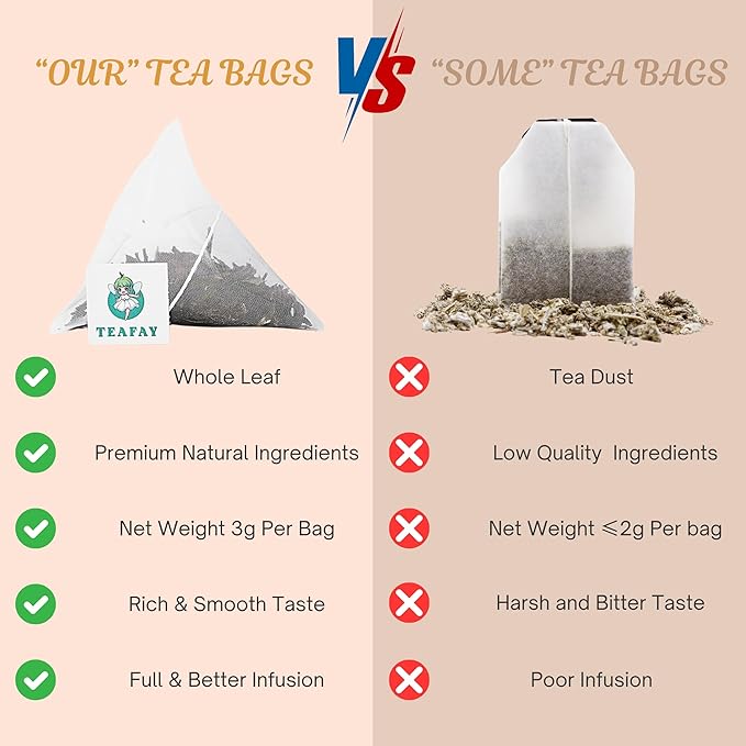 TEAFAY Assorted Tea Sampler – 9 Flavors, 18 Individually Wrapped Pyramid Tea Bags, 100% Natural, Handpicked, Whole Leaf,Great gift for tea lovers