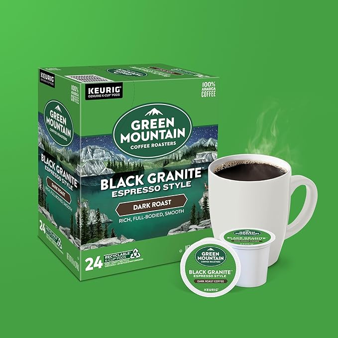 Green Mountain Coffee Roasters Black Granite, Keurig Single Serve K-Cup Pods, Espresso Style Dark Roast, 96 Count