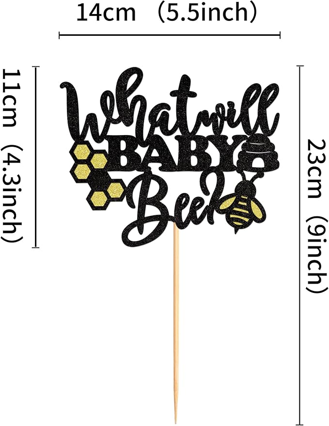 1Pce What Will Baby Bee Cake Topper,Gender Reveal Cake Decor Bee Theme Baby Shower Kids Boys Girls Birthday Party Decoration Supplies