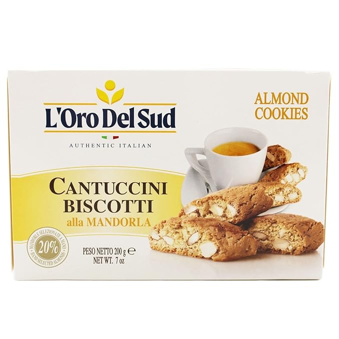 L'Oro Del Sud Traditional Almond Biscotti, Cantuccini d'Abruzzo, Italian Cookies Madewith Real Quality Ingredients, 200 G, 7 oz