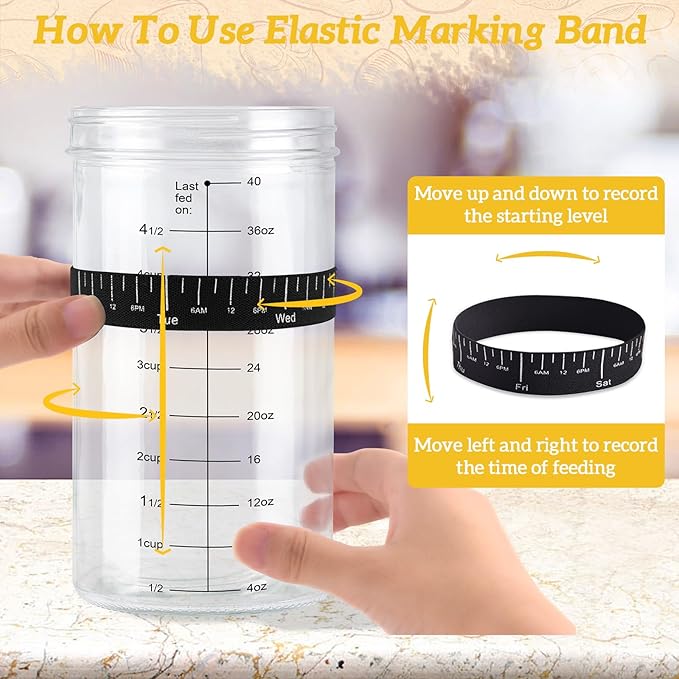 40oz/1200ml Sourdough Starter Kit ??Extra Thermometer Strips and Breathable Covers Included in Sourdough Starter Jar ??A Perfect Sourdough Bread Starter Kit for Beginners to Expert
