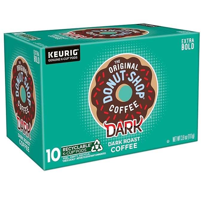 The Original Donut Shop Dark Keurig Single-Serve K-Cup Pods, Dark Roast Coffee, 60 Count, (6 Packs of 10)