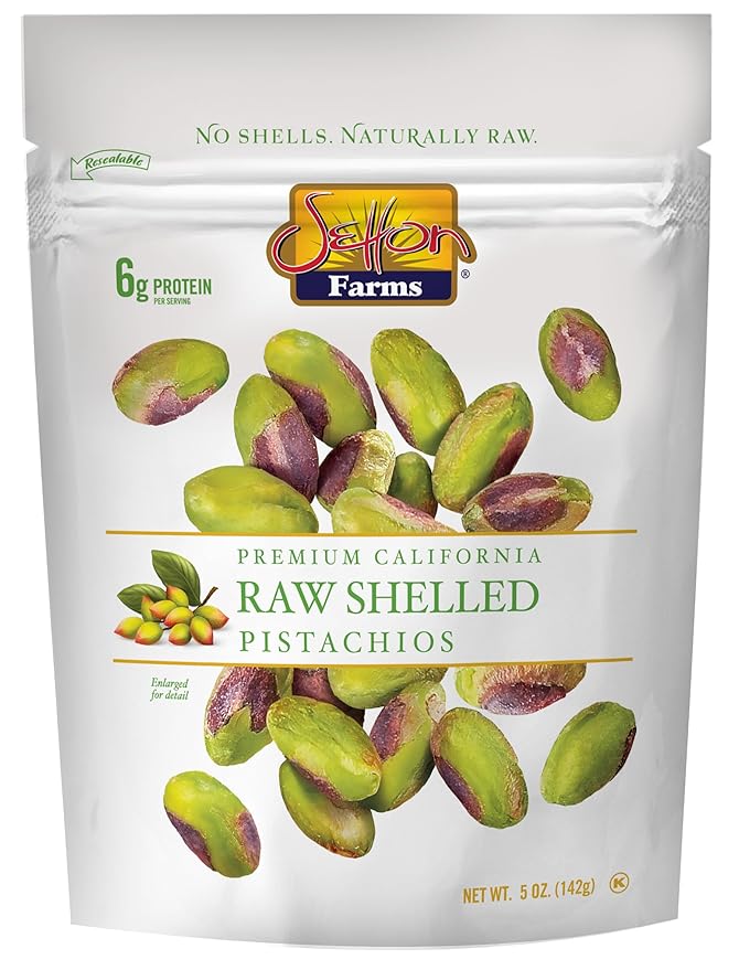 Setton Farms Naturally Raw Shelled Pistachios, No Shell, Non-GMO Project Verified, Certified Gluten Free, Vegan and Kosher, Heart Healthy Snack, 5 Oz. (Also perfect for making Dubai Chocolate)