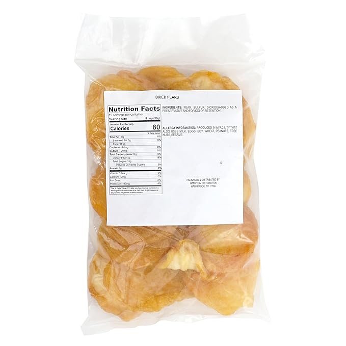 Dried Pears, 2 Pound Bag, The Hampton Popcorn & Candy Company