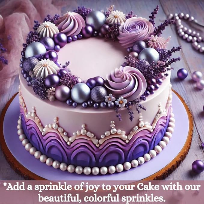 Confect Purple Disco Ball Cake Sprinkles ??Edible Decorative Pearls & Irish Purple Shimmer Sprinkle Mix for Cakes, Cupcakes, Cookies | Love Sprinkle Blend | Vegan, Gluten-Free, Nut-Free, Soy-Free, Dairy-Free, Palm Oil-Free - 4.2 Oz