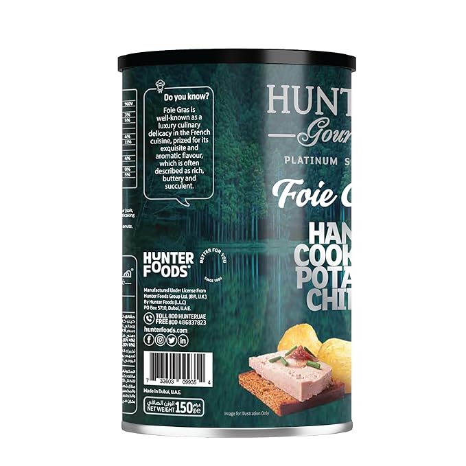 Hunter's Gourmet Chips | Hand-Cooked & Cholesterol Free | Made in a Nut-Free Facility | Foie Gras | No Artificial Colors | Non-GMO | Vegan Potato Chips | Pack of 1 | 150g